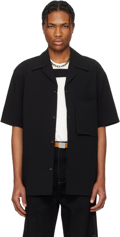 Photo: NULLUS Black Dry Button Strap Short Sleeve Shirt
