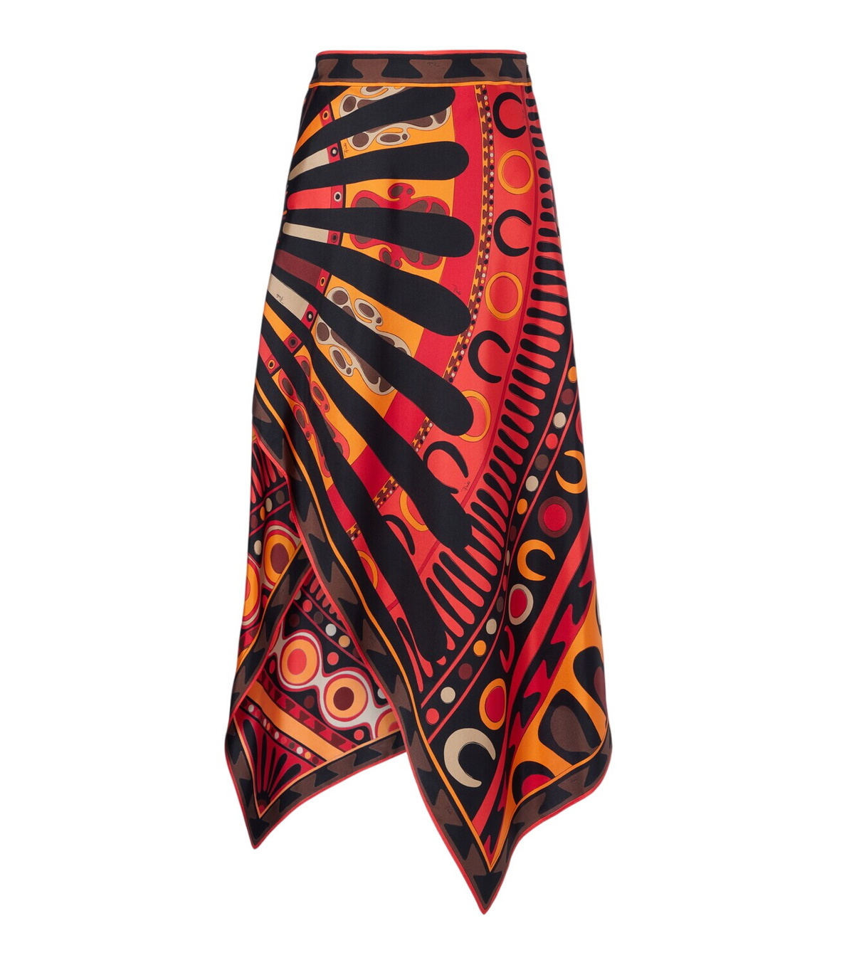 Pucci Soleil asymmetric silk twill midi skirt Emilio Pucci