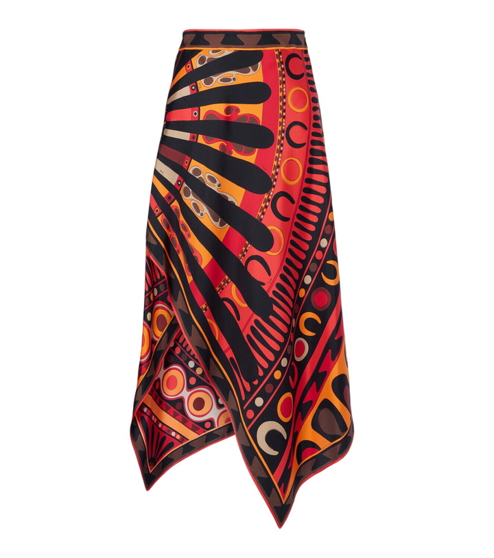 Photo: Pucci Soleil asymmetric silk twill midi skirt