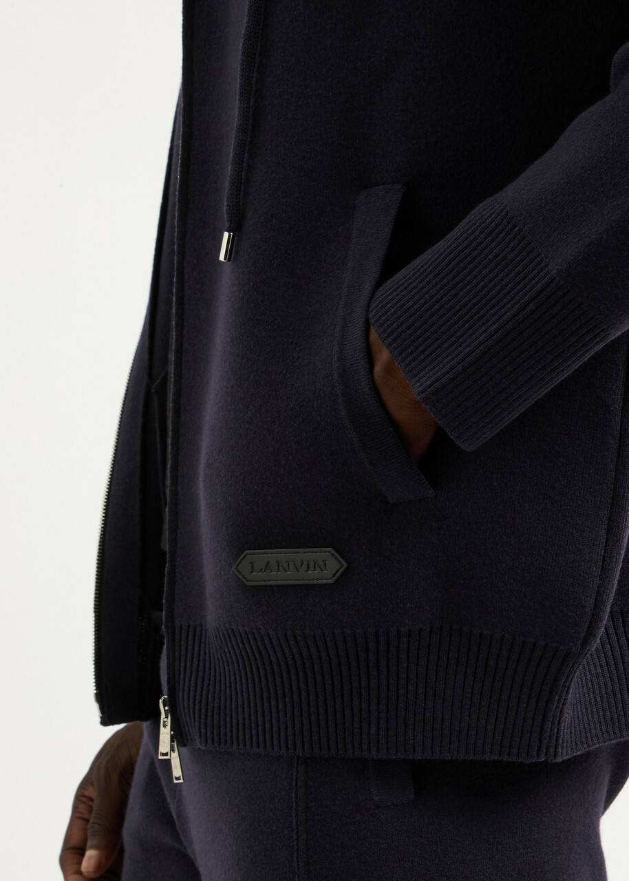 Lanvin Hooded Wool-blend Sweatshirt Navy