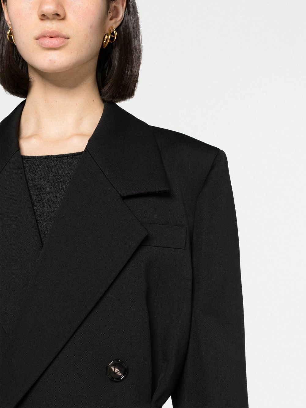 Bottega Veneta Black Double-Breasted Wool Coat Bottega Veneta