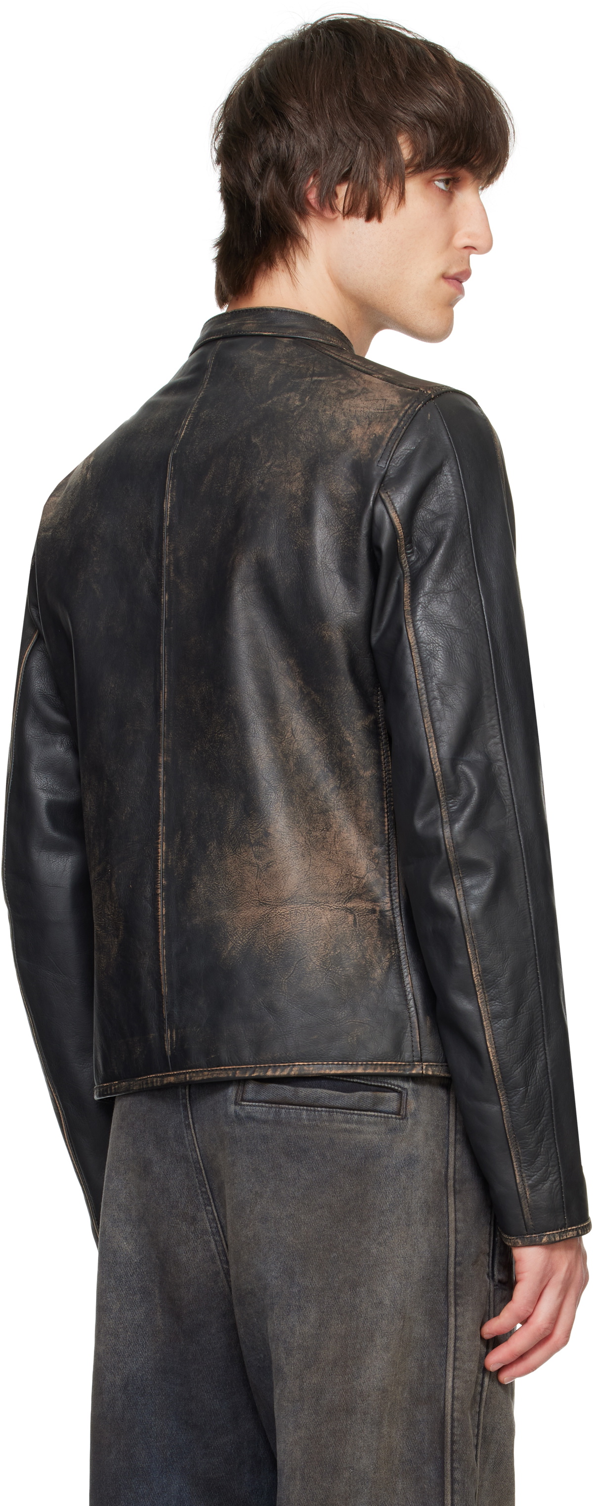 Diesel Black L-Met-A Leather Jacket Diesel