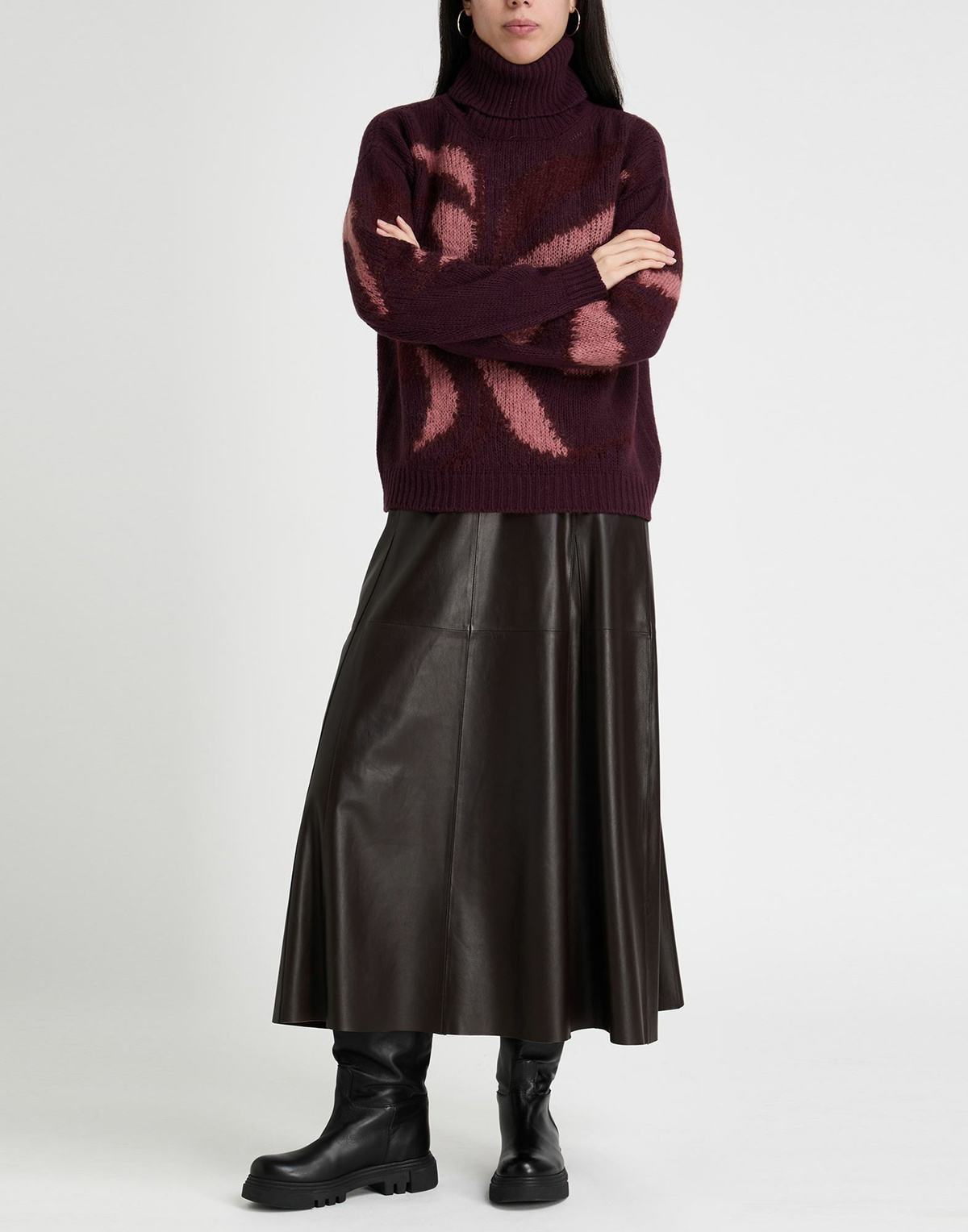 Roberto Collina Womens Turtleneck Plum