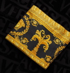 Versace - Poplin-Panelled Logo-Jacquard Cotton-Terry Robe - Black