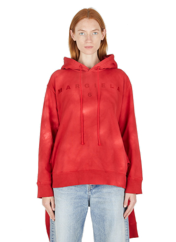 Photo: Four Sleeve Hooded Sweatshirt in Red