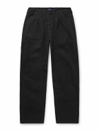 Noah - Straight-Leg Pleated Cotton-Twill Trousers - Black