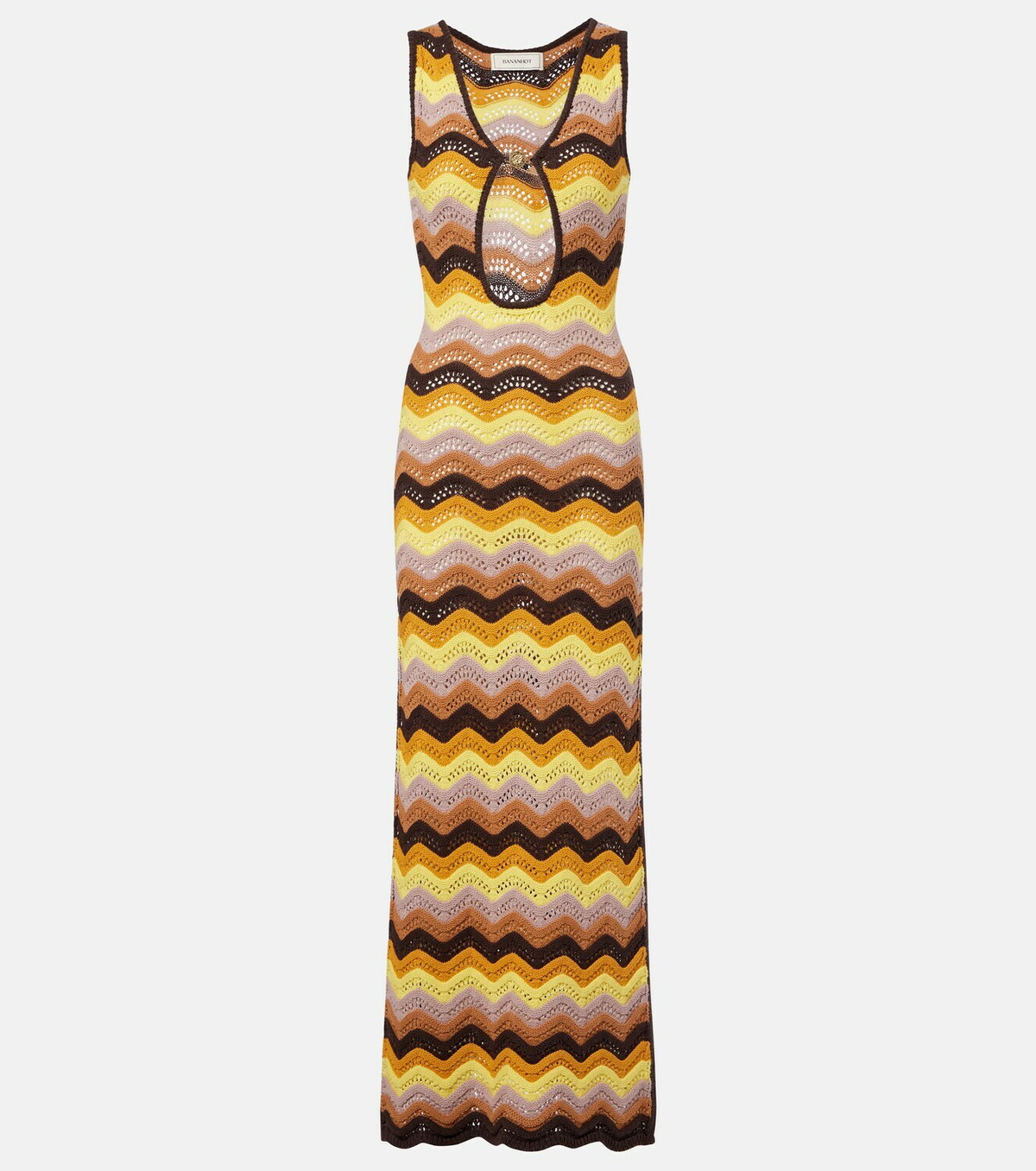 Bananhot Charli chevron crochet cotton-blend maxi dress