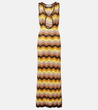 Bananhot Charli chevron crochet cotton-blend maxi dress