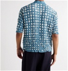 11.11/eleven eleven - Macca Grandad-Collar Indigo- and Tie-Dyed Textured-Cotton Shirt - Blue