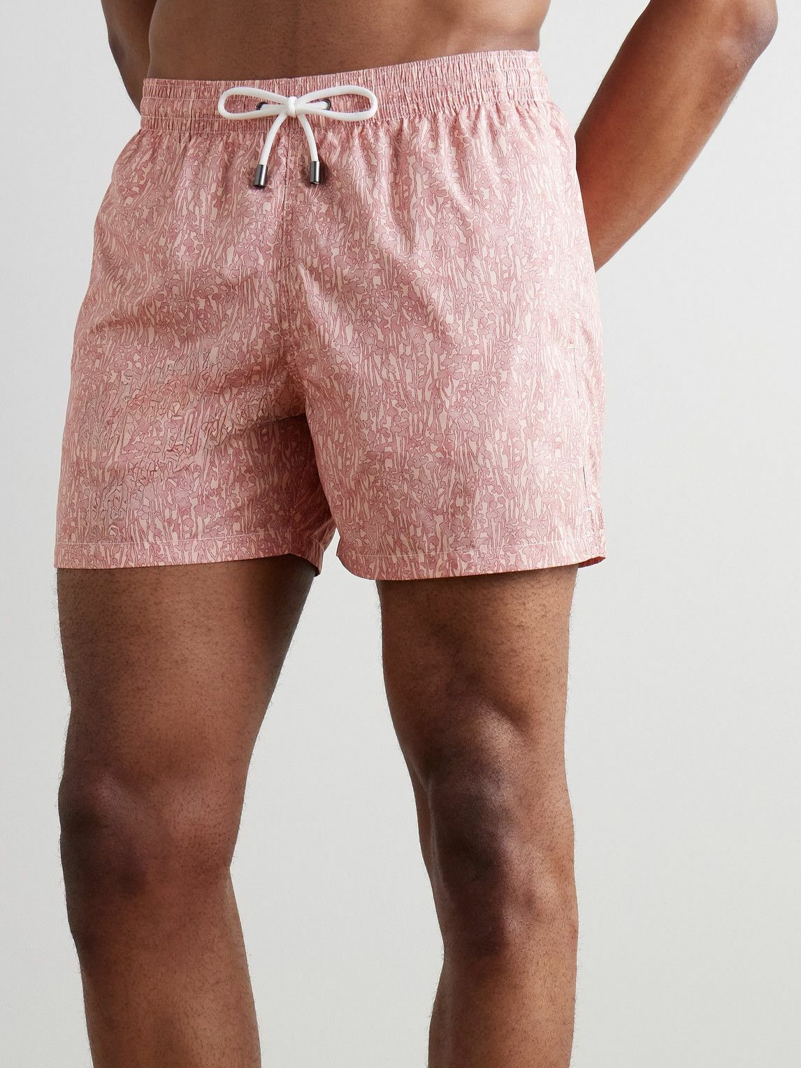 Canali - Straight-Leg Mid-Length Printed Swim Shorts - Pink