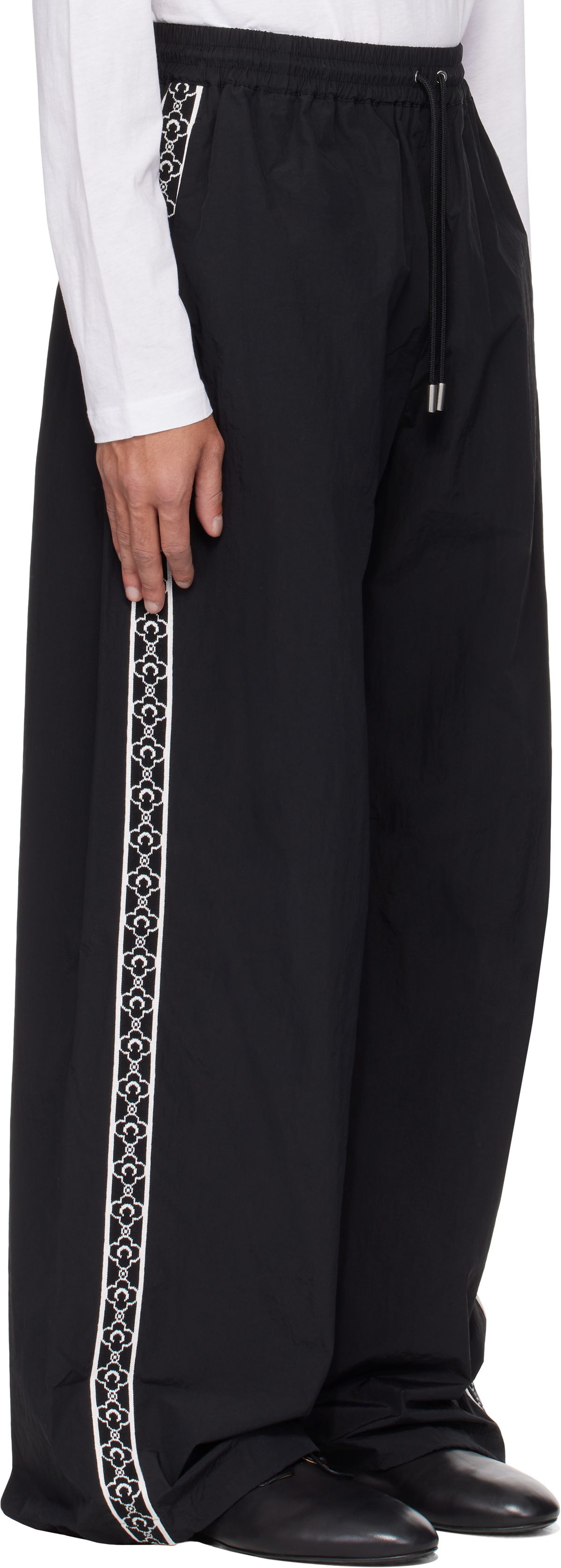 Marine Serre Black Recycled Nylon Track Sweatpants