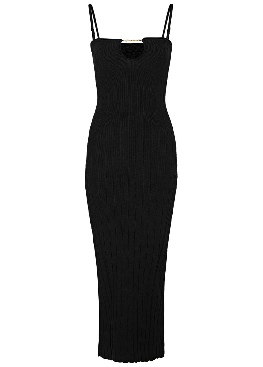Jacquemus La Robe Sierra Bretelles Ribbed-knit Midi Dress