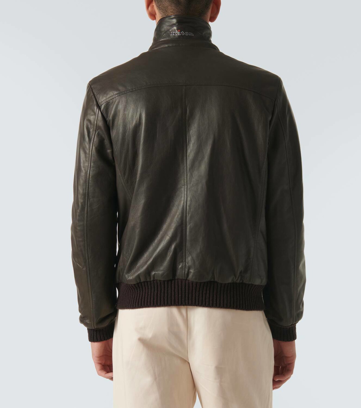 Kiton Cashmere-trimmed leather jacket
