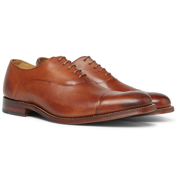 Photo: Grenson - Bert Cap-Toe Leather Oxford Shoes - Brown