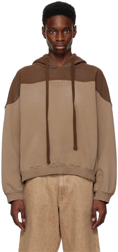 Photo: Guess Jeans U.S.A. Brown Two-Tone Hoodie