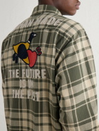 Human Made - Logo-Embroidered Checked Cotton-Flannel Shirt - Green
