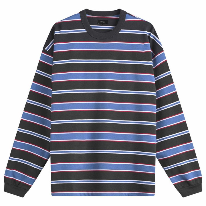 Photo: BEAMS Men's Border Stripe Loose Long Sleeve T-Shirt in Black