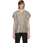 Saint Laurent Silver Sequin Boxy Polo