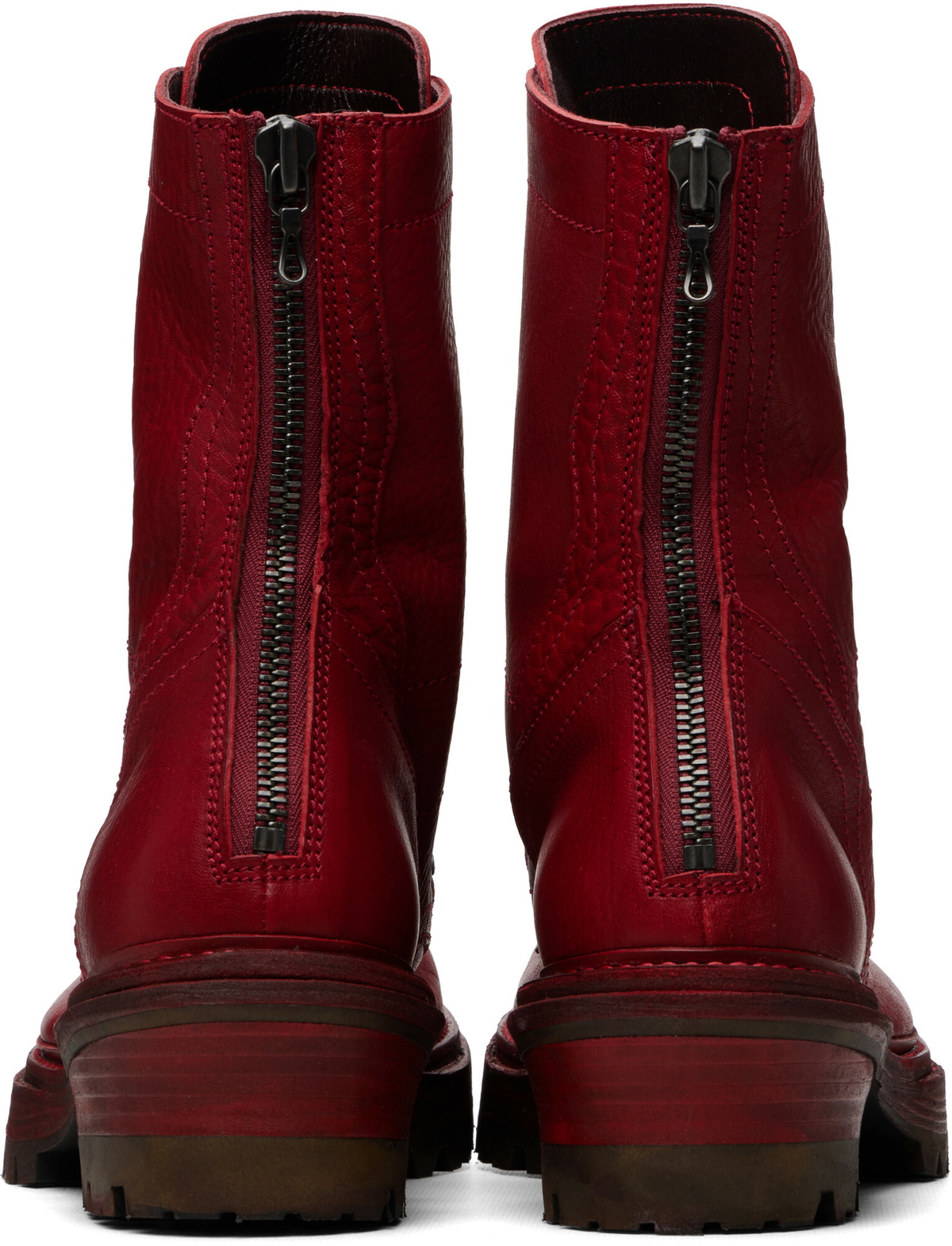 Julius Red Side Zip Lace Up Boots