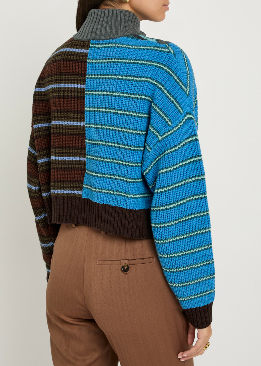Staud Hampton Striped Cotton-blend Jumper Multicoloured