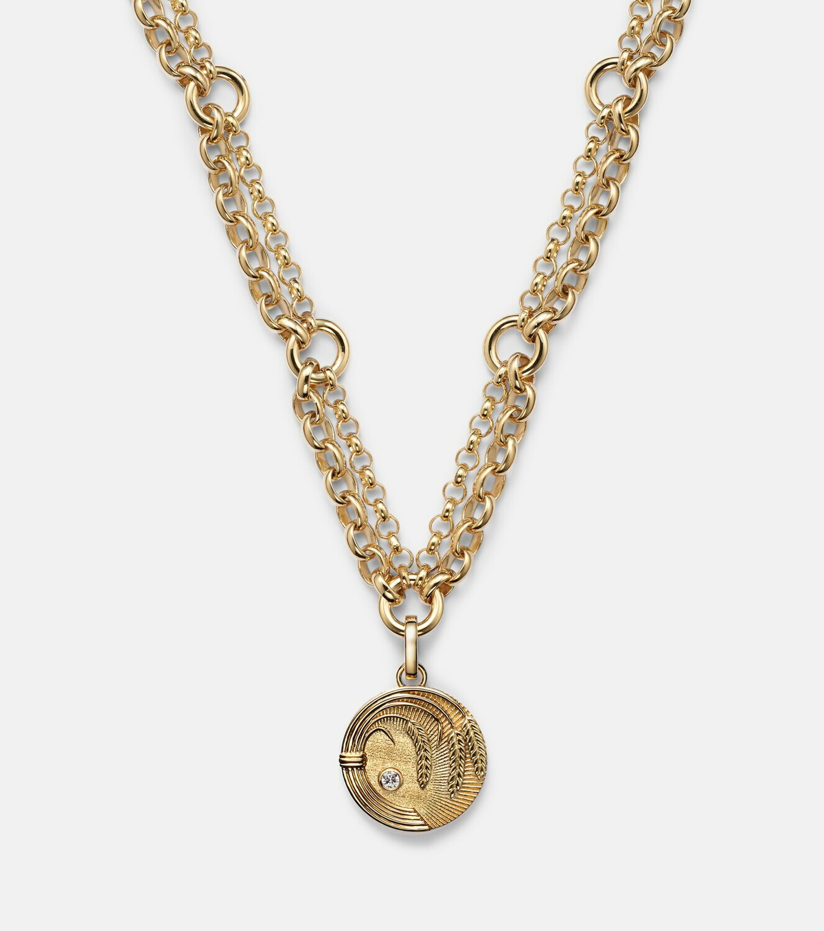 FoundRae Infinite Gratitude 18kt gold pendant necklace with diamond
