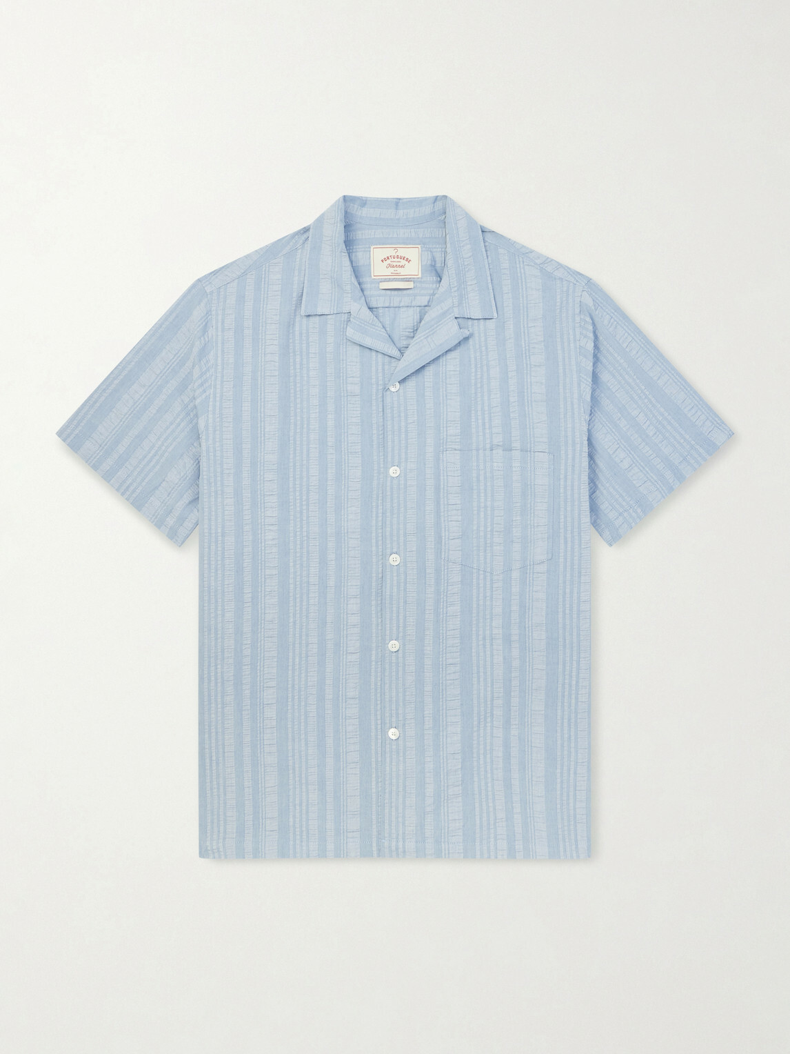Portuguese Flannel - Prana Camp-Collar Striped Cotton Shirt - Blue