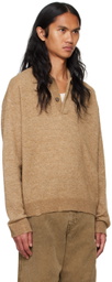 HOPE Beige Preppy Polo Sweater