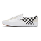 Vans White and Grey Checkerboard Cap Slip-On Sneakers