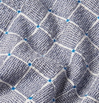 Mr P. - Camp-Collar Printed Cotton-Seersucker Shirt - Blue