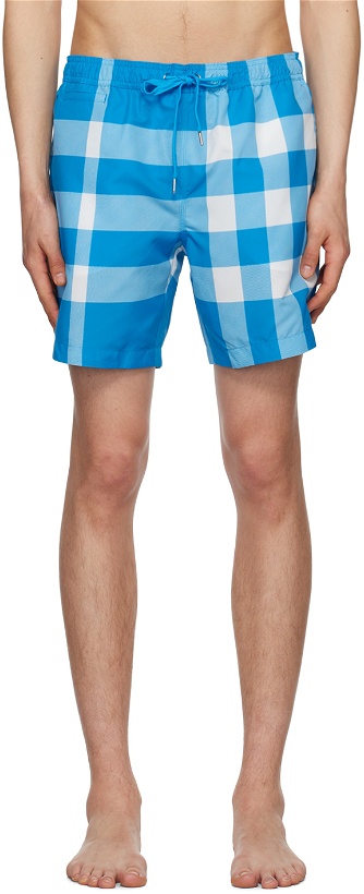 Photo: Burberry Blue Exaggerated Check Swim Shorts