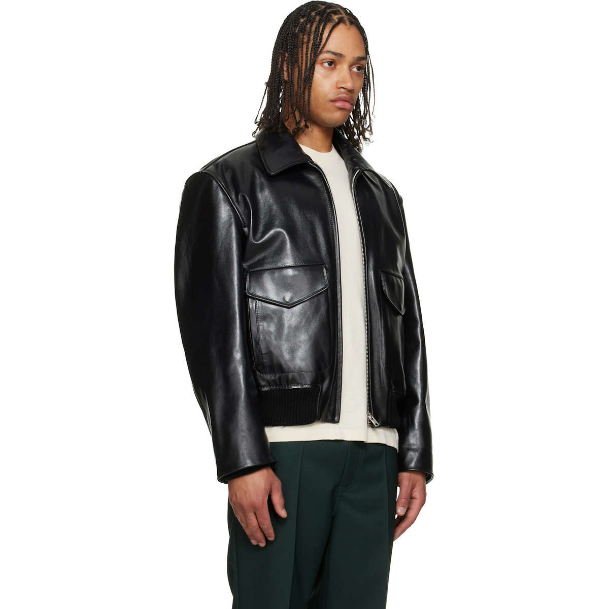 Marni Black Buffed Leather Jacket
