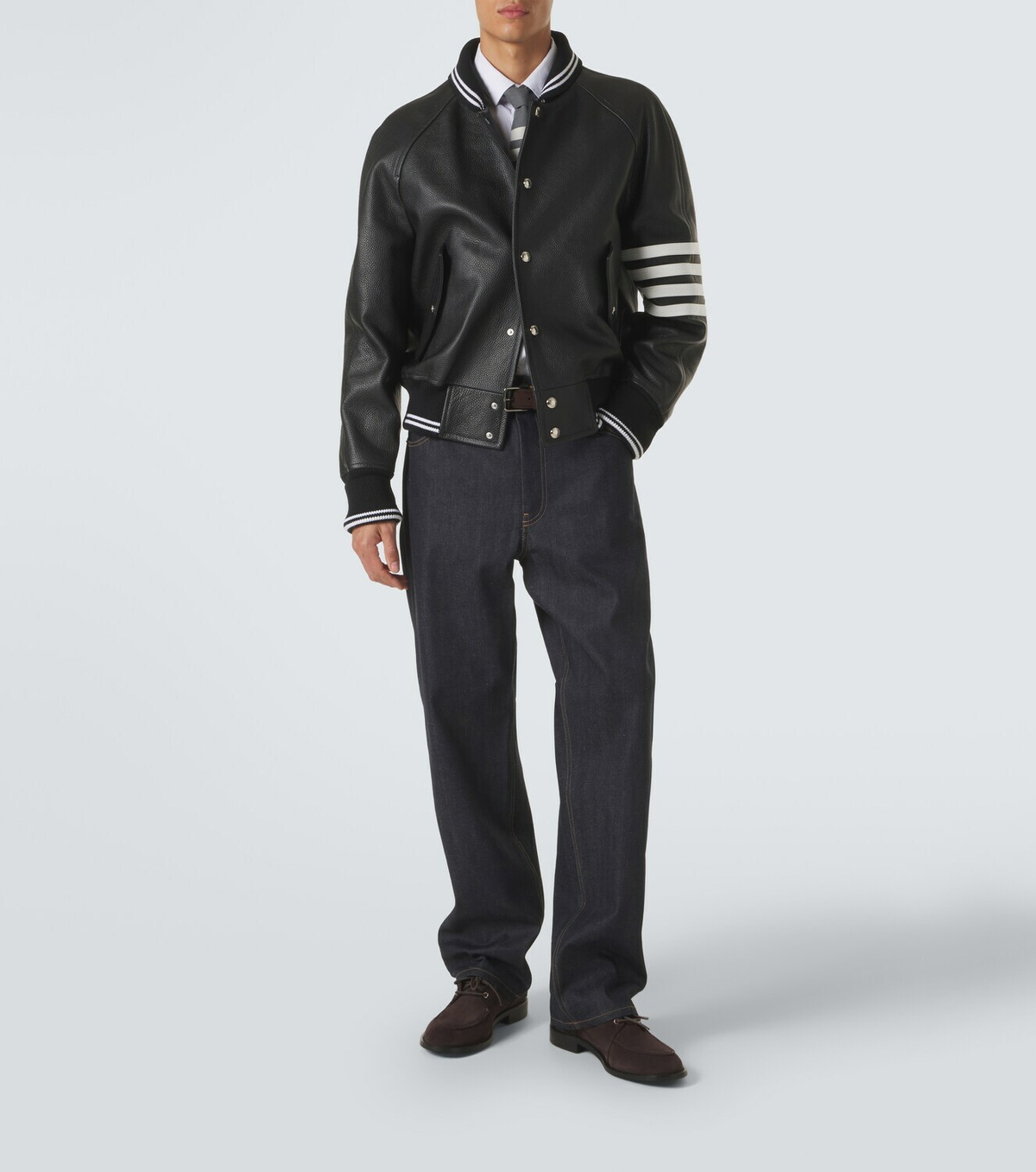 Thom Browne 4-Bar leather bomber jacket