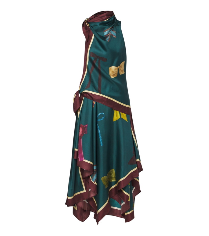 Photo: Alémais Rosette printed silk twill midi dress