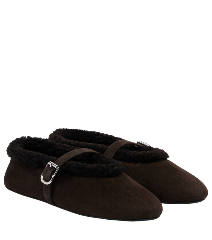 Photo: Alaïa Shearling-lined suede Mary Jane flats