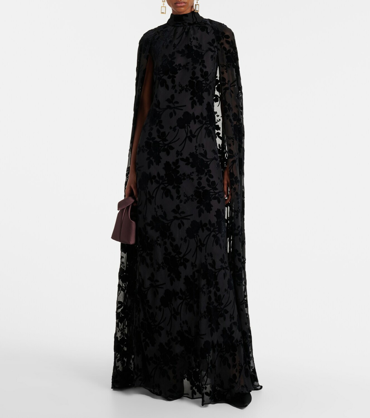 Rodarte Caped floral velvet devoré gown