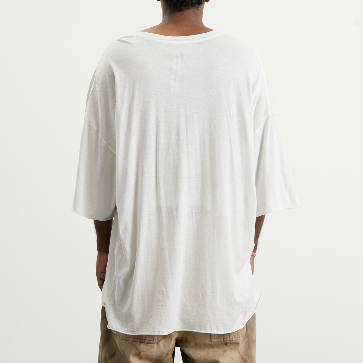 Rick Owens Men's V Neck Tommy T-Shirt in Milk Wash 