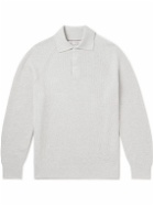 Brunello Cucinelli - Ribbed Cotton Polo Shirt - Gray