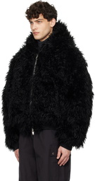 Juun.J Black Faux Fur MA-1 Reversible Bomber Jacket