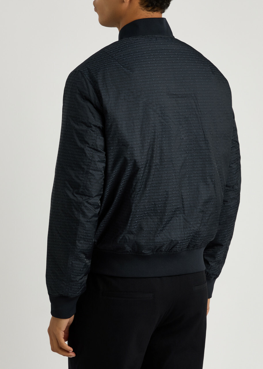 Emporio Armani Logo Reversible Nylon Bomber Jacket Navy