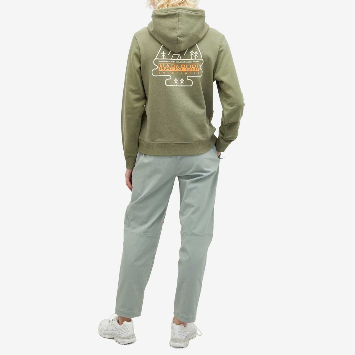 Napapijri Women's Logo Hoodie in Green Lichen