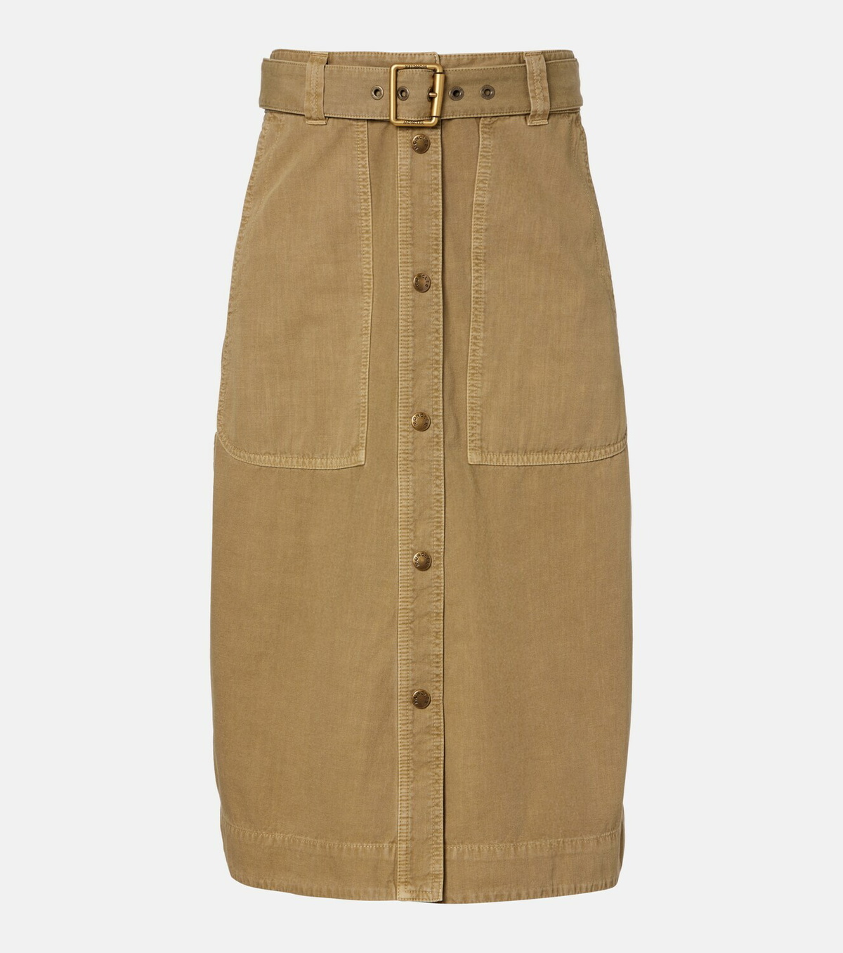 Moncler Belted denim midi skirt