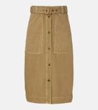 Moncler Belted denim midi skirt