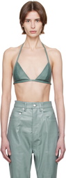 Rick Owens Blue Hollywood Waxy Lamb Leather Bra