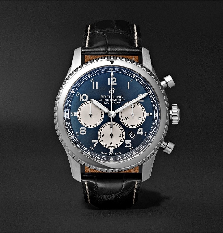 Photo: Breitling - Navitimer 8 B01 Chronograph 43mm Stainless Steel and Alligator Watch - Men - Blue
