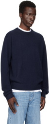 The Elder Statesman Navy Simple Crew Sweater