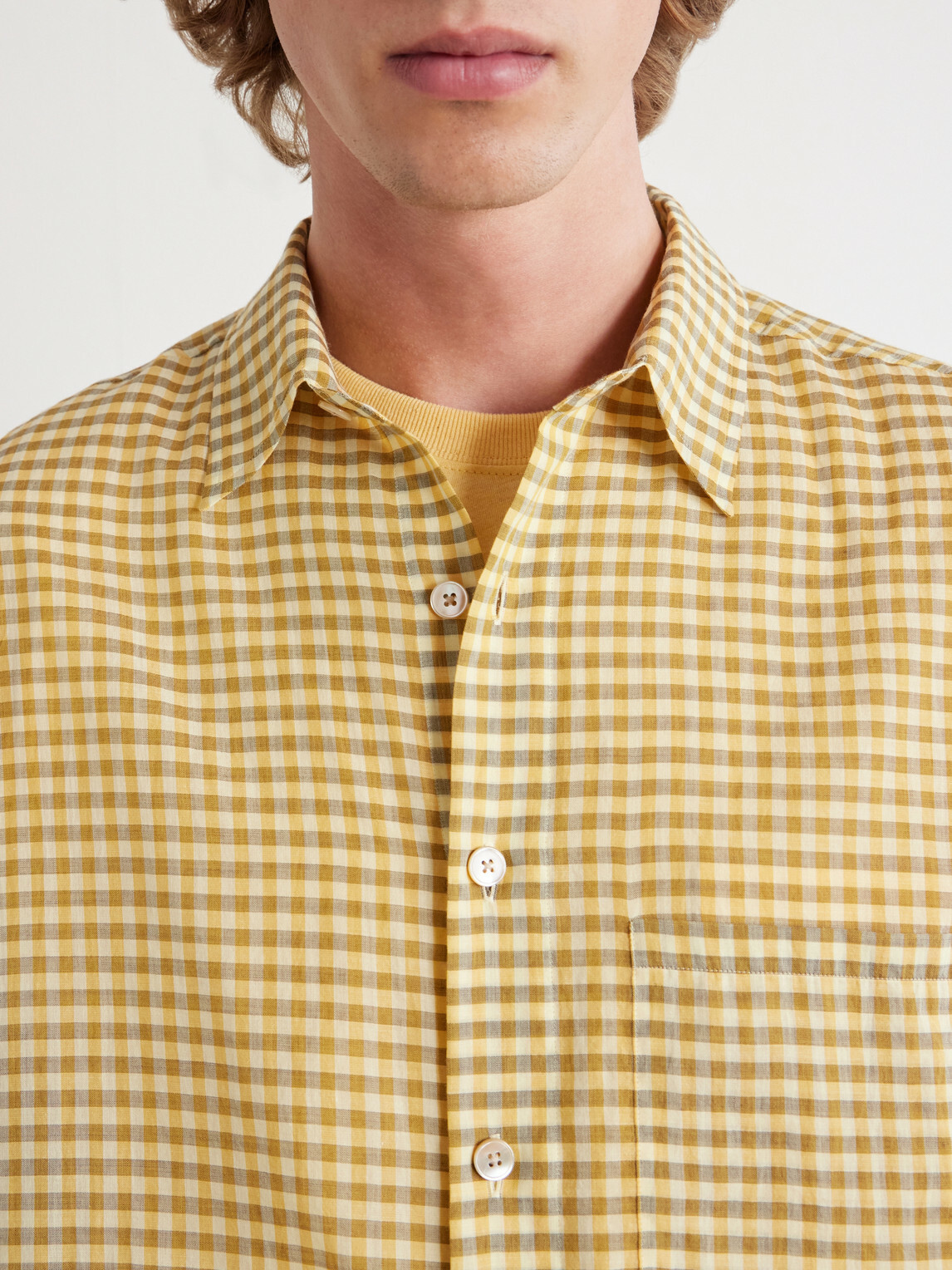 Auralee - Checked Cotton-Poplin Shirt - Yellow