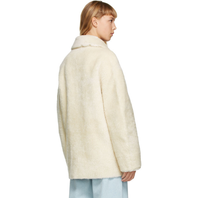 AMOMENTO Off-White Faux-Fur Oversized Jacket AMOMENTO