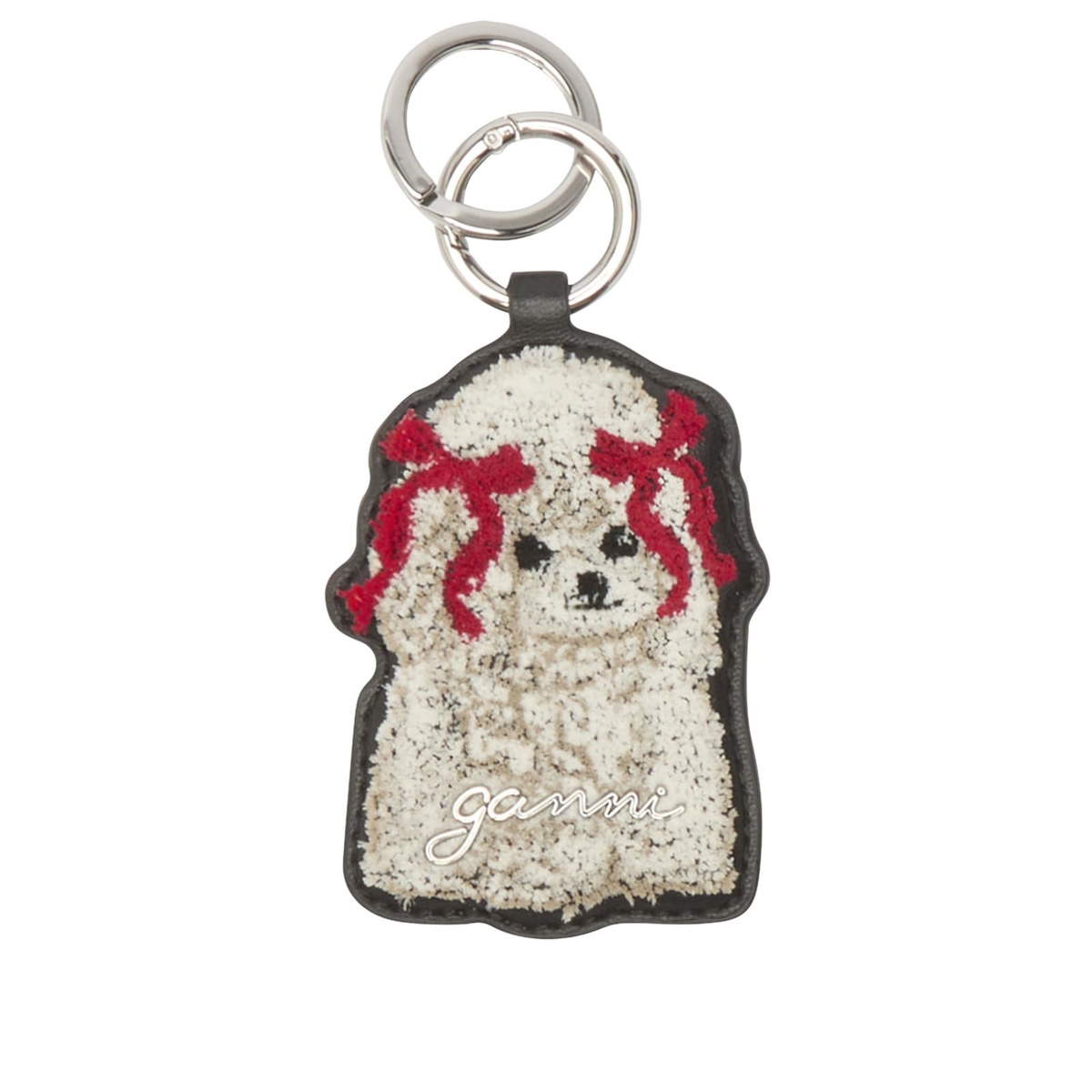 GANNI Women's Dog Bow Keyring in Black 