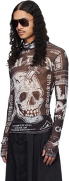 LU'U DAN Black Masked Mesh Top