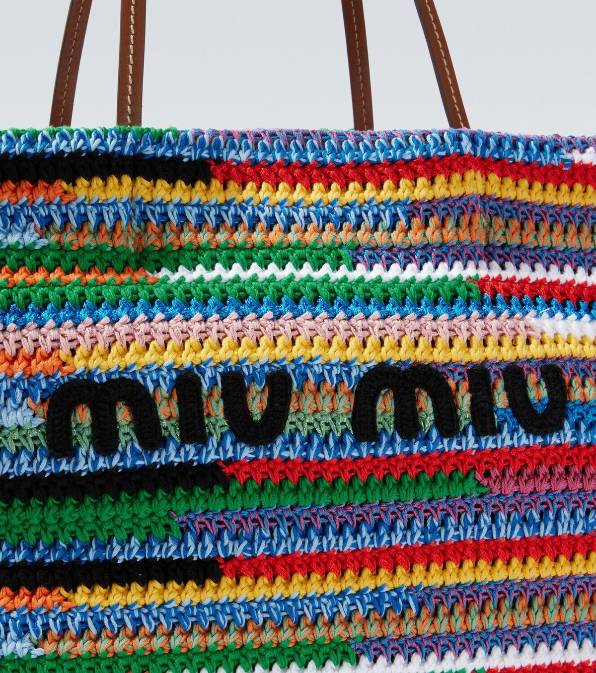 Miu Miu Large crochet leather-trimmed tote bag